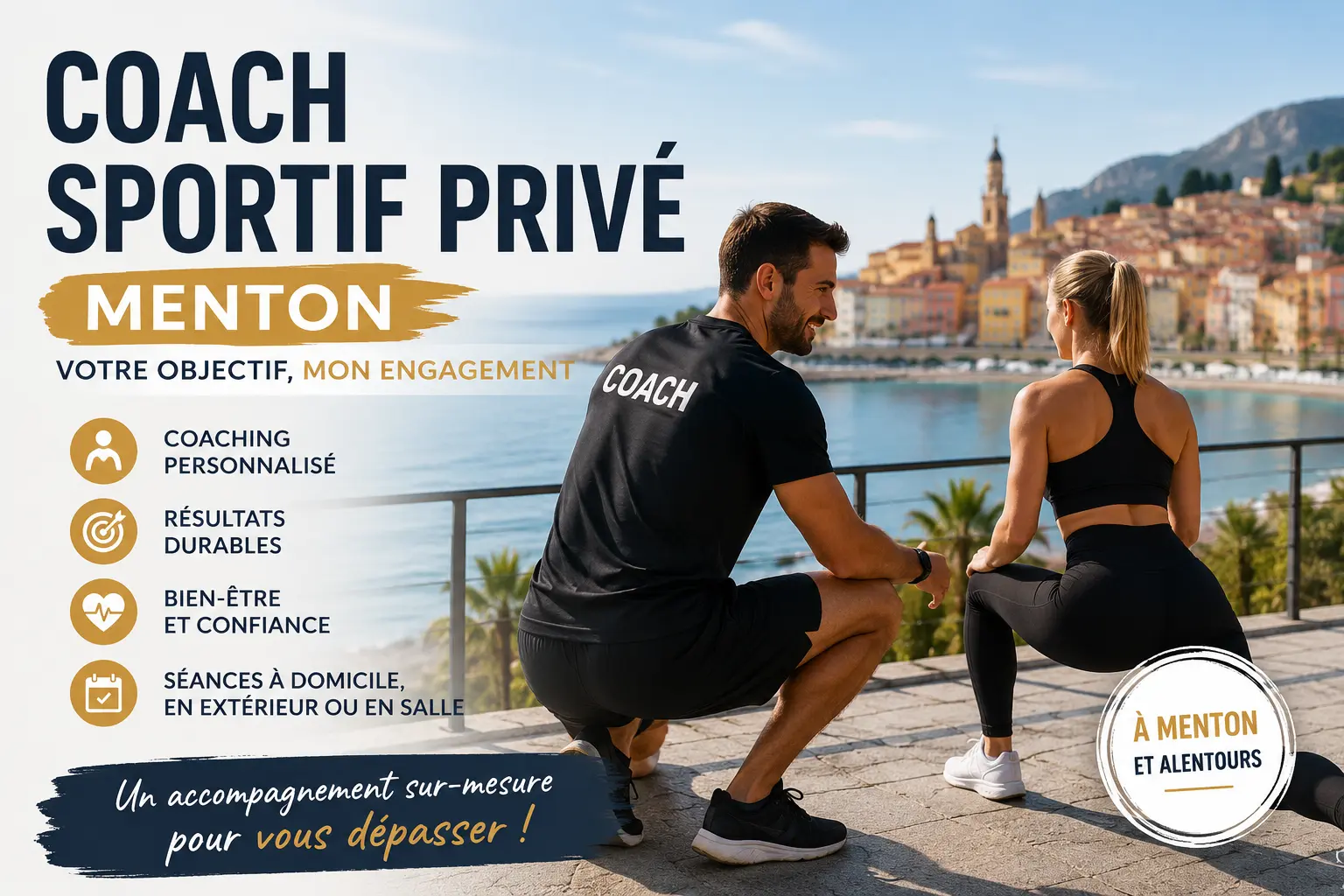 S&eacute;ance de coaching sportif priv&eacute; &agrave; domicile &agrave; Menton