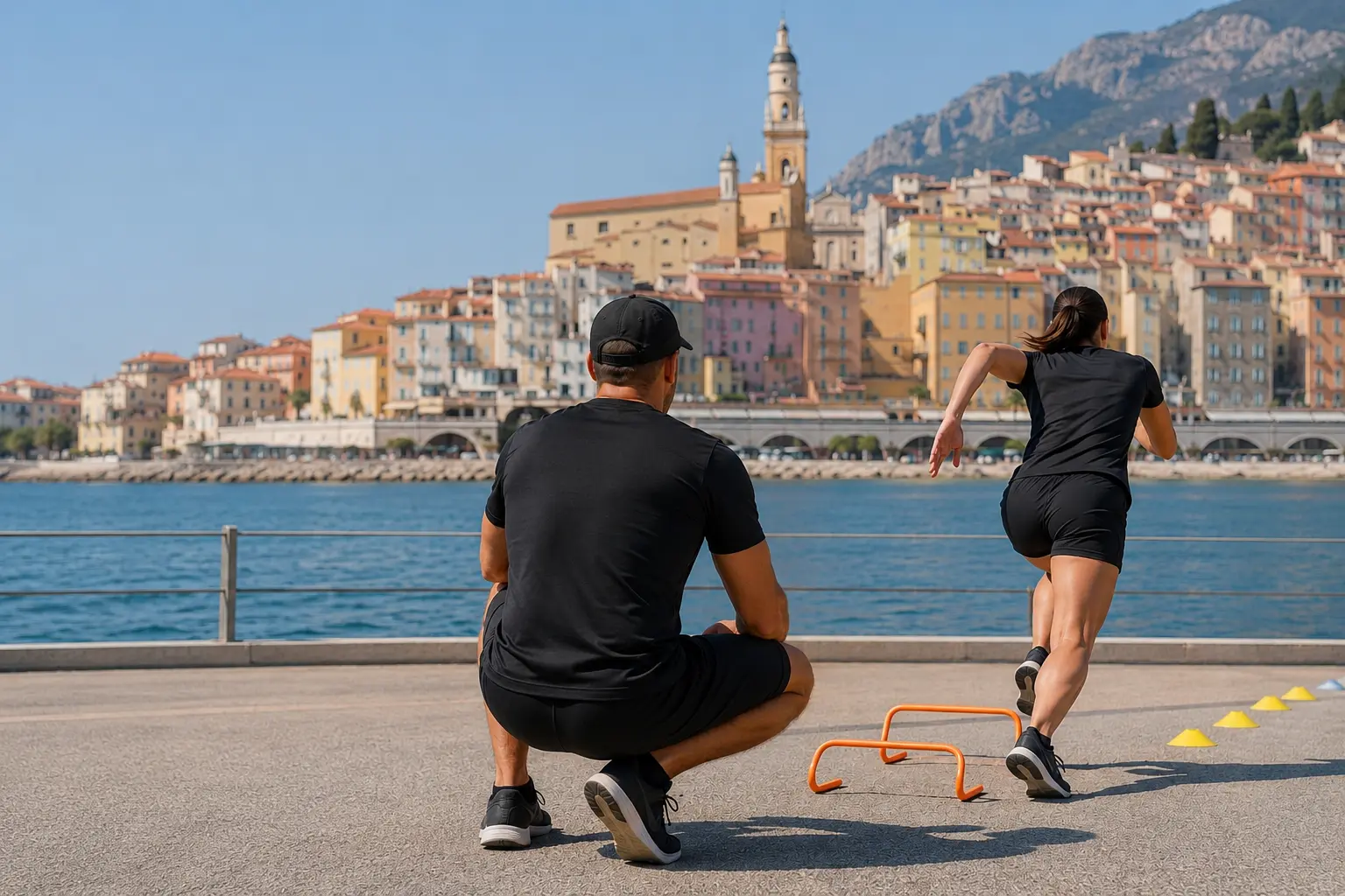 Carte de la zone d'intervention du coach sportif pour la préparation au concours de la Police entre Menton et Monaco